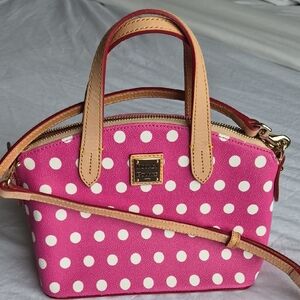 Dooney & Bourke Pink and White Polka Dot Crossbody Bag